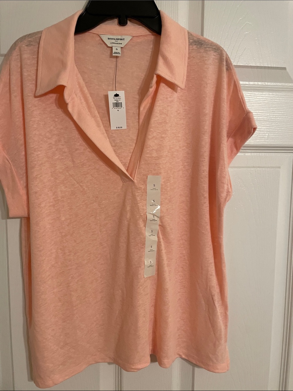 Banana Republic Women's Light Peach Johnny collar top